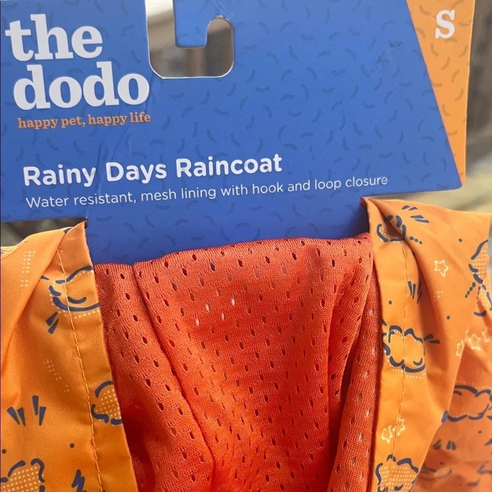 Orange Cloud-Print Dog Raincoat - Lightweight Waterproof Jacket